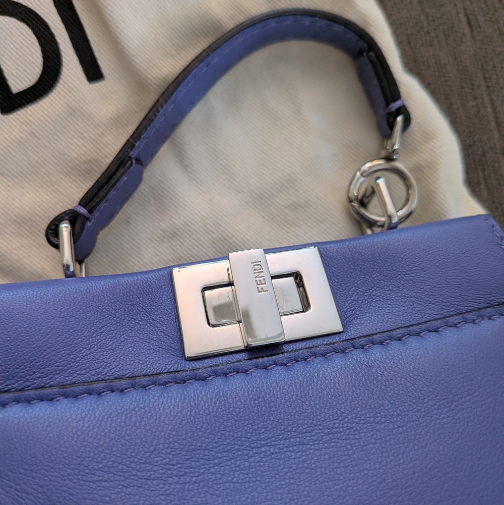 Fendi Micro Peekaboo Turnlock Purple Two-Way Crossbody Bag - Picture 2 of 16